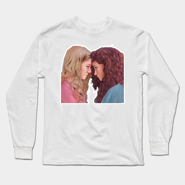 Euphoria Rue and Jules (Zendaya and Hunter Schafer) Long Sleeve T-Shirt by MoondesignA